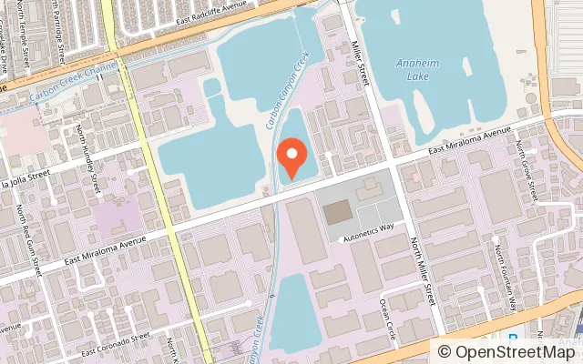 Map showing The Adventure Lagoon in Anaheim, CA
