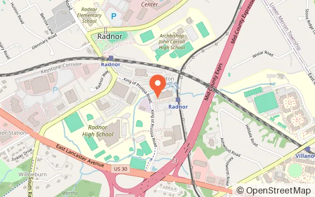 Map showing The Gravity Vault Radnor in Radnor, PA