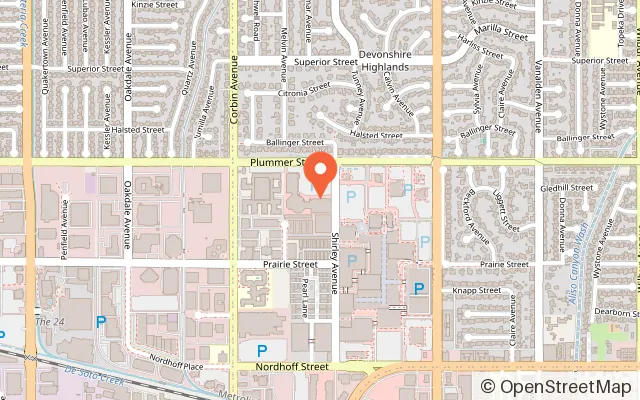 Map showing Kids Empire Northridge in Northridge, CA