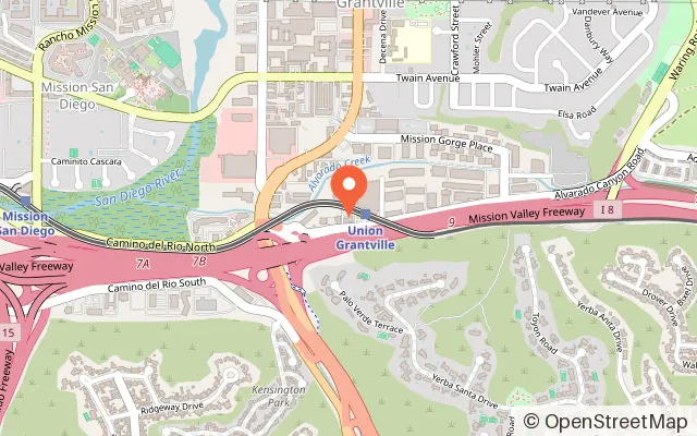 Map showing Grotto Climbing & Yoga in San Diego, CA