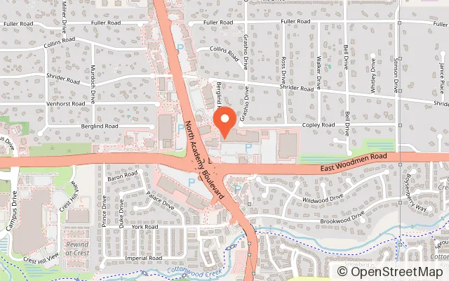 Map showing Sky Zone Trampoline Park in Colorado Springs, CO