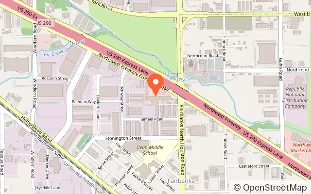 Map showing Jumping World in Houston, TX