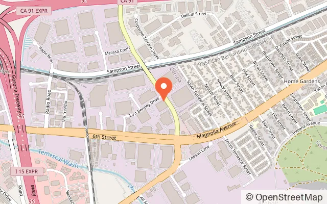 Map showing K1 Speed Corona in Corona, CA