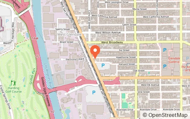 Map showing Moonlight Rollerway in Glendale, CA