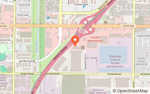 Map showing Sky Zone Trampoline Park in Rancho Cucamonga, CA
