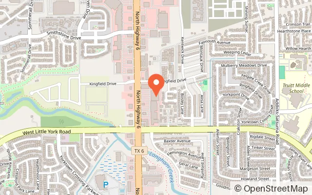 Map showing Sky Zone Trampoline Park in Houston, TX