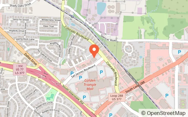 Map showing Bowlero Denton in Denton, TX