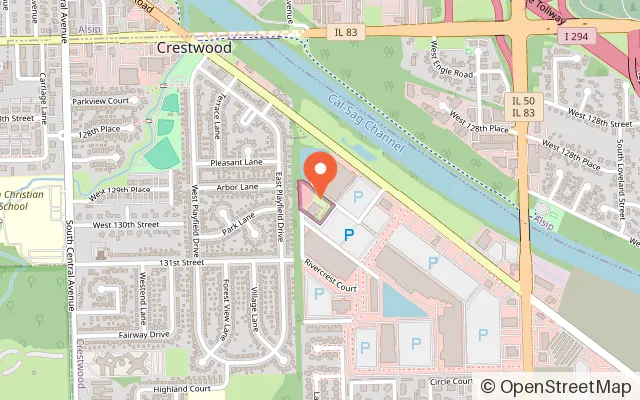 Map showing Hollywood Park Miniature Golf Course in Crestwood, IL