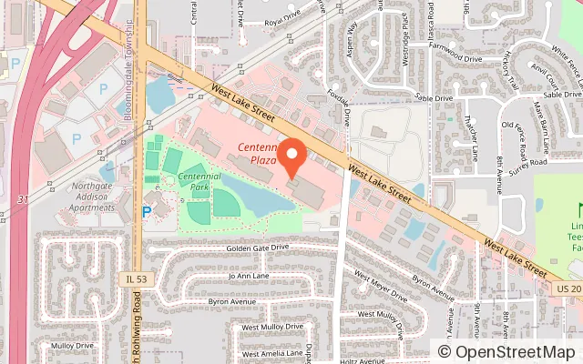 Map showing Lazer X Laser Tag in Addison, IL