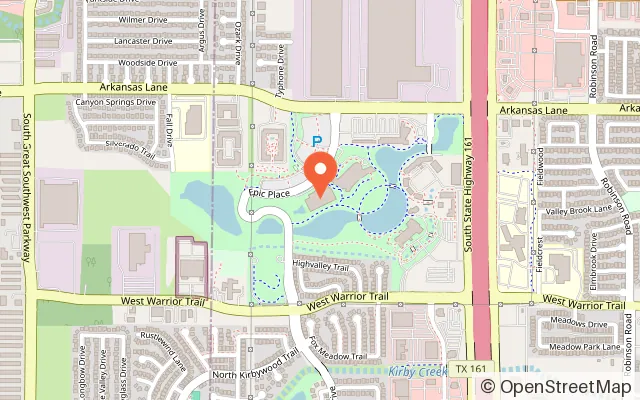 Map showing Epic Waters Indoor Waterpark in Grand Prairie, TX