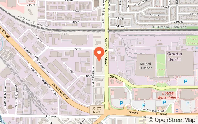 Map showing Sky Zone Trampoline Park in Omaha, NE