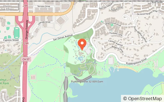 Map showing Raging Waters Los Angeles in San Dimas, CA