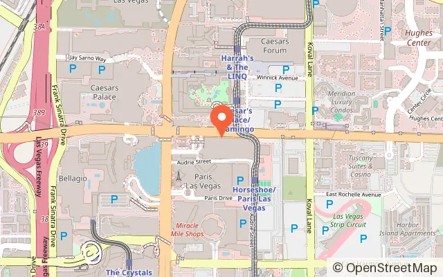 Map showing Arcade at the Horseshoe Center Strip in Las Vegas, NV