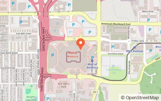 Map showing ClimbZone at Mall of America in Bloomington, MN
