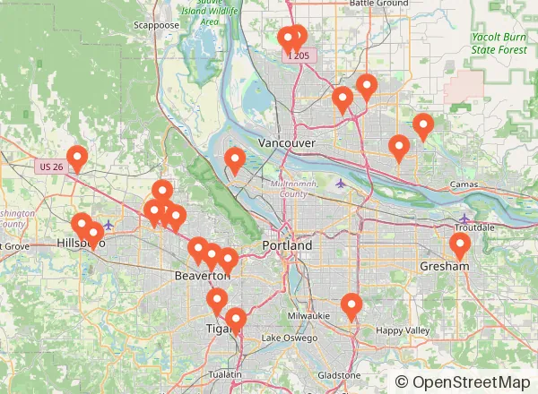 Map of 22 venues near Vancouver