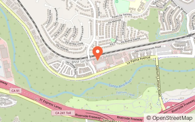 Map showing The Rinks - Yorba Linda ICE in Yorba Linda, CA
