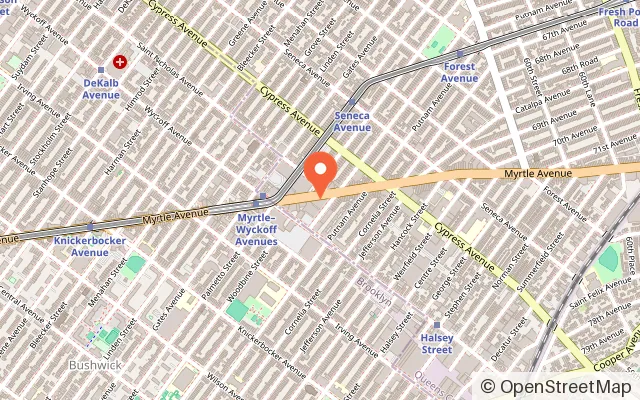 Map showing Myrtle Kidz Playland in Ridgewood, NY