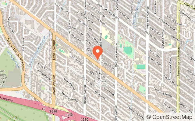 Map showing Arcave Room in Glendale, CA