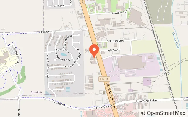 Map showing Franklin Skate Club in Franklin, IN