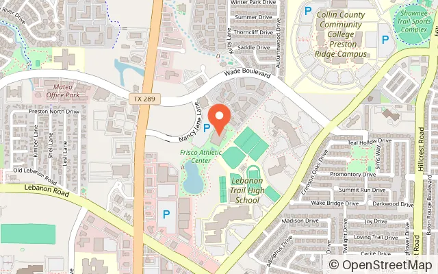 Map showing Frisco Water Park in Frisco, TX