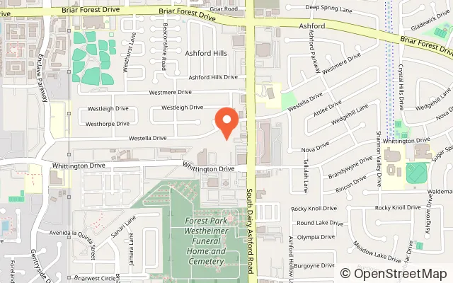 Map showing Dairy Ashford Roller Rink in Houston, TX