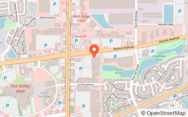 Map showing Chuck E. Cheese in Naperville, IL