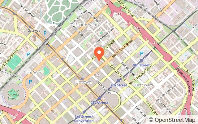 Map showing Discovery Place Science in Charlotte, NC