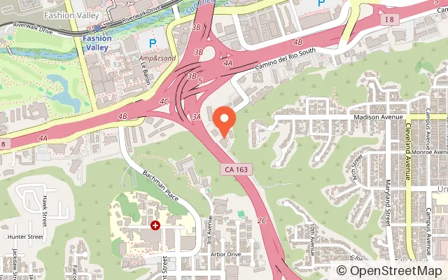 Map showing Mesa Rim Climbing Center (Mission Valley) in San Diego, CA