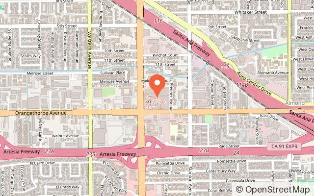 Map showing PlayPie in Buena Park, CA