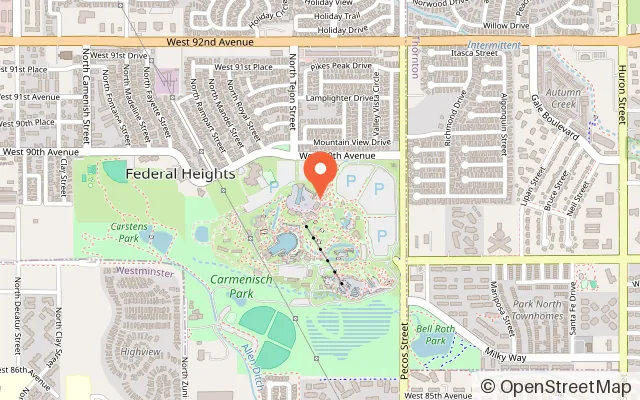 Map showing Water World in Federal Heights, CO