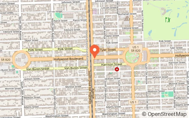 Map showing Boxroom Escape Games Hollywood in Hollywood, FL