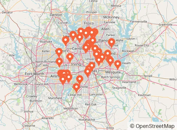 Map of 44 venues near Dallas