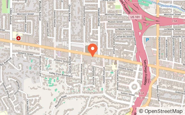 Map showing Happy Town in Encino, CA