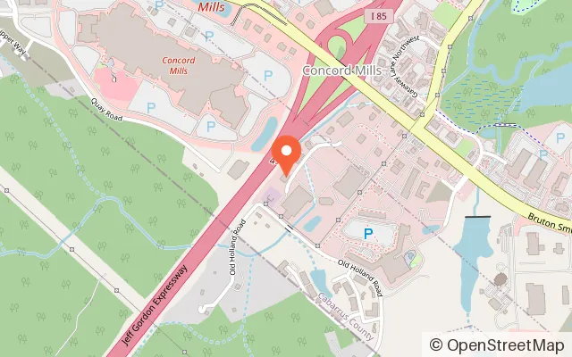 Map showing Chuck E. Cheese in Concord, NC