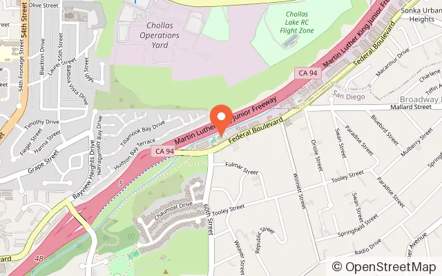Map showing Ringer's Roller Rink - Federal Boulevard in San Diego, CA