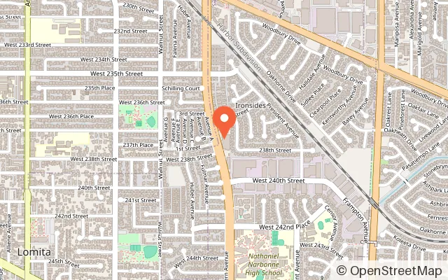 Map showing The Skating Edge Ice Arena in Harbor City, CA