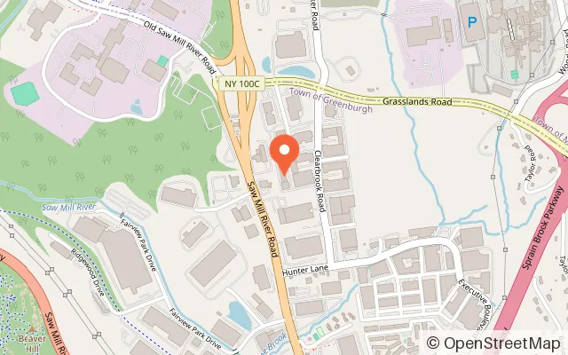 Map showing Westchester Game Zone in Elmsford, NY