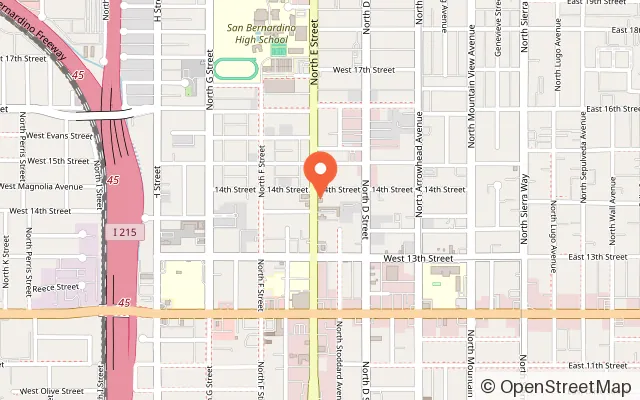 Map showing Revival Arcade in San Bernardino, CA