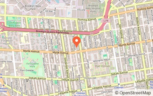 Map showing Space Club Fort Greene in Brooklyn, NY