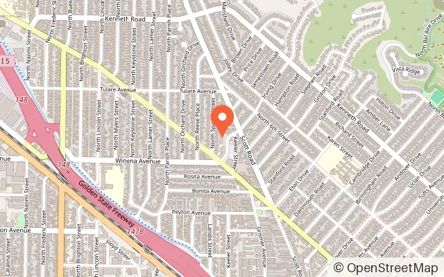 Map showing La La Land Indoor Playground in Burbank, CA