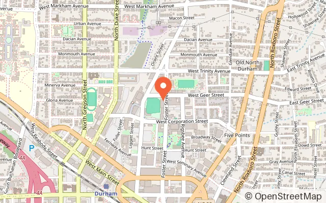 Map showing Boxcar Bar + Arcade in Durham, NC