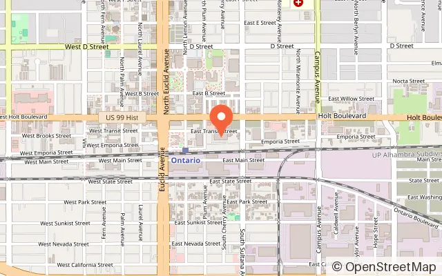 Map showing Center Ice Skating Arena in Ontario, CA