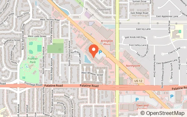 Map showing Chuck E. Cheese in Arlington Heights, IL