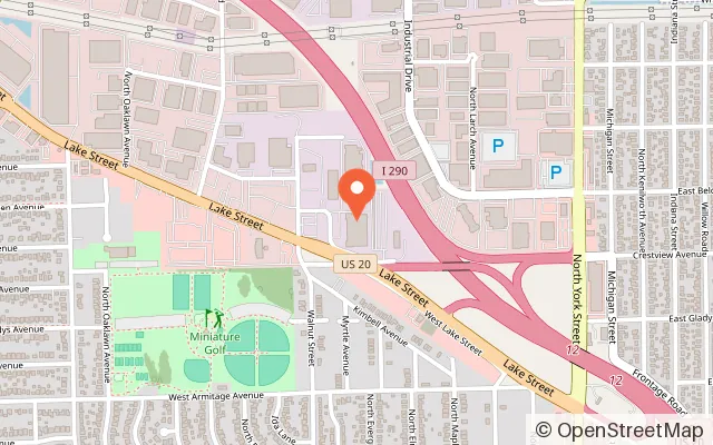 Map showing Sky Zone Trampoline Park in Elmhurst, IL