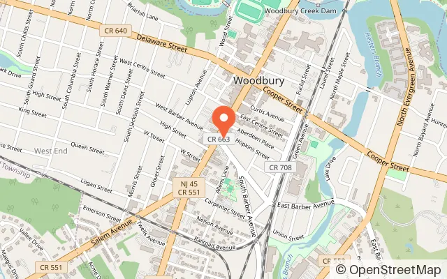Map showing Retroware Arcade in Woodbury, NJ