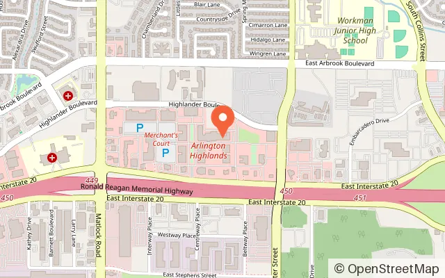 Map showing Black Dog Retro Arcade in Arlington, TX