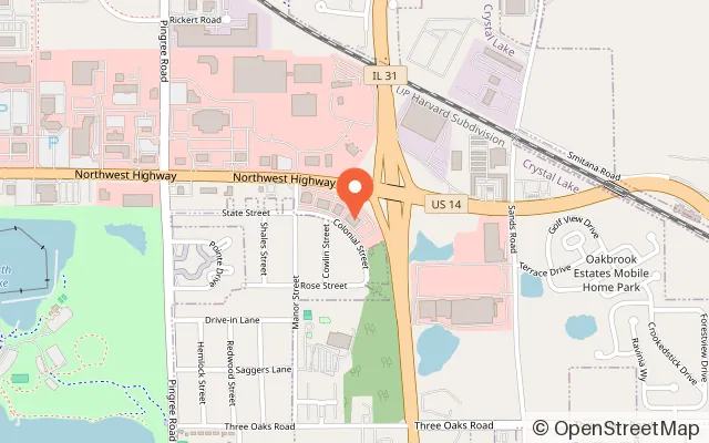 Map showing Chuck E. Cheese in Crystal Lake, IL