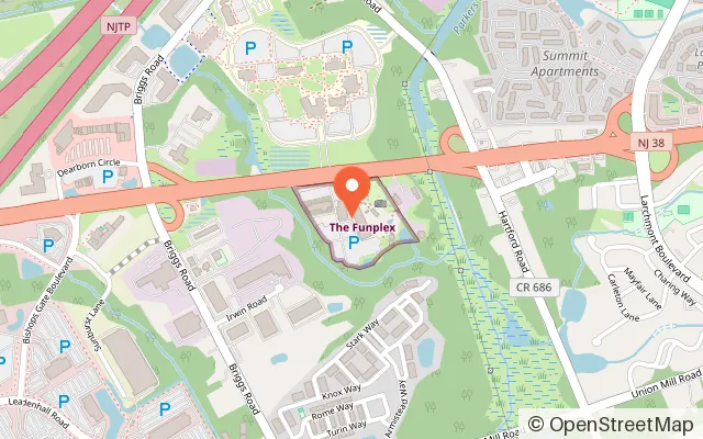 Map showing The Funplex in Mt Laurel Township, NJ