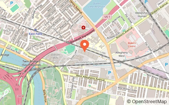 Map showing Philadelphia Rock Gyms - East Falls in Philadelphia, PA