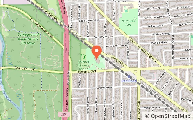 Map showing Oakton Sports Complex in Park Ridge, IL